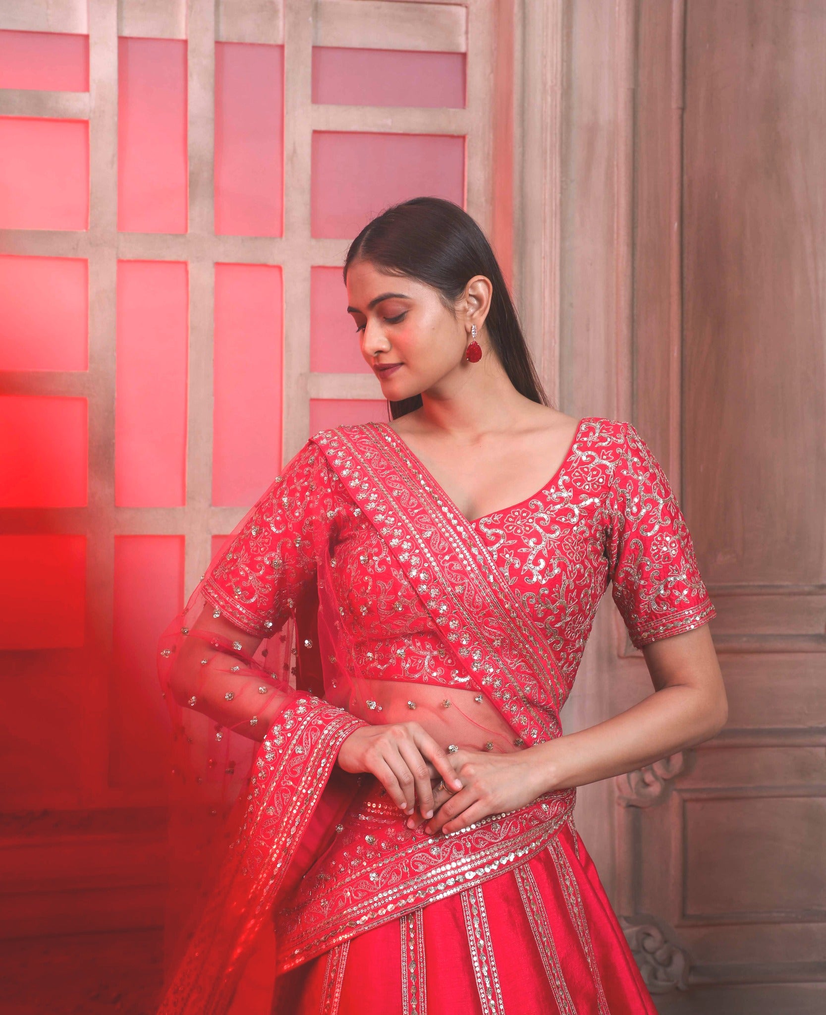 Buy Red Lehenga And Blouse Silk Lal Gulab Bridal Set With Dupatta For Women  by SHIKHAR SHARMA Online at Aza Fashions.