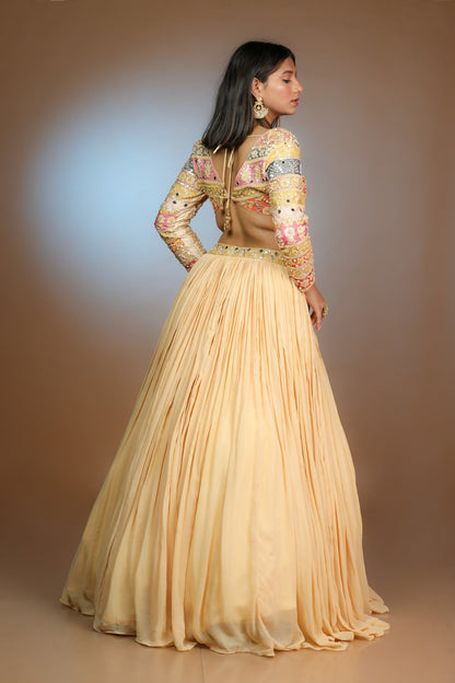 Beige Lehenga In Georgette With Handcrafted Heavy Embroidery Blouse